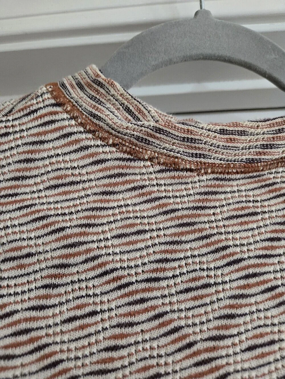 Free People Intimately All Yours Rust & White Striped Mock Neck Crop Top Size XS